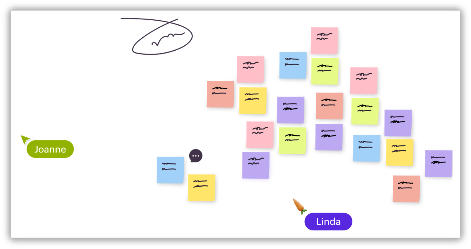 Brainstorming in online whiteboard