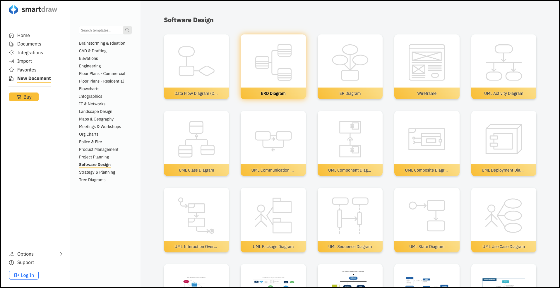 SmartDraw templates for professional diagrams